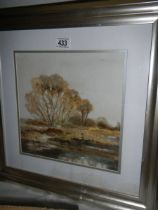 A framed and glazed rural watercolour in silver coloured frame signed Matina Theodosiou. COLLECT