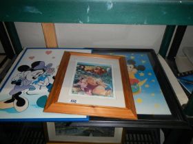 Two Disney prints and a Winnie the Pooh print, COLLECT ONLY.