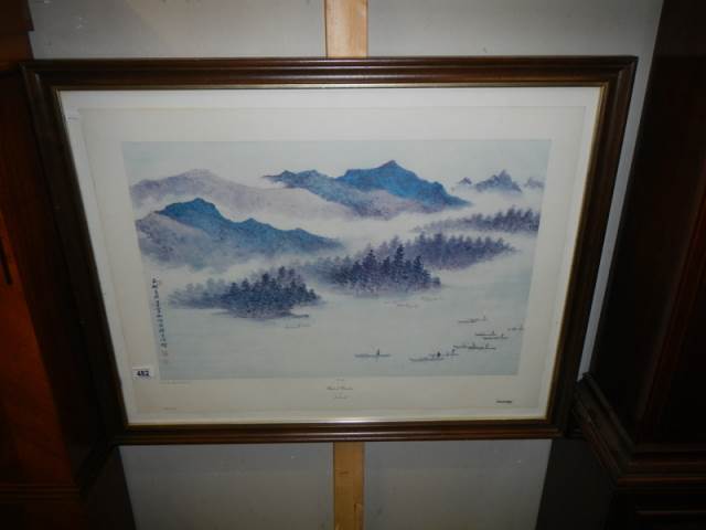 A framed and glazed fishing boat study - No. 1639, Mystical Mountains by Linchia Li. COLLECT ONLY. - Image 6 of 7