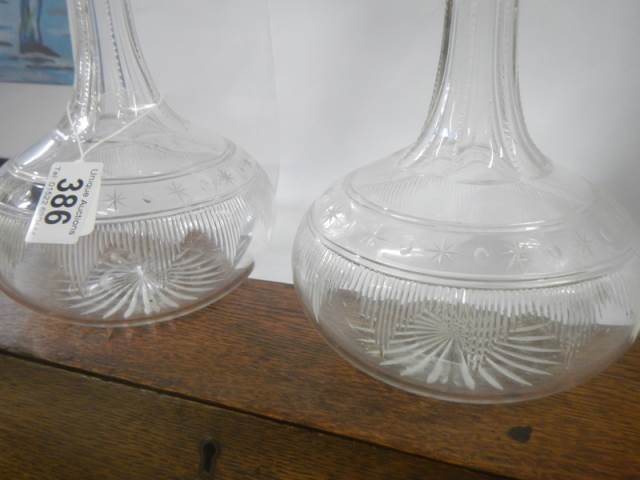 A pair of early 20th century glass decanters, one stopper chipped. - Image 2 of 3