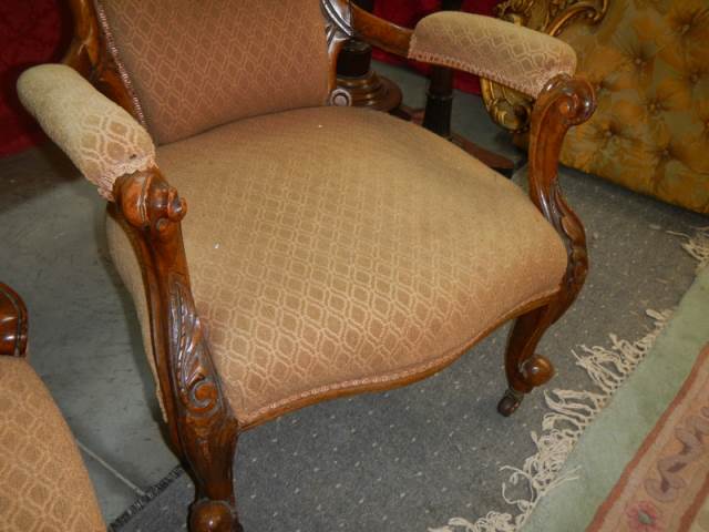 A pair of mahogany framed ladies and gentleman's chairs, COLLECT ONLY. - Image 2 of 2