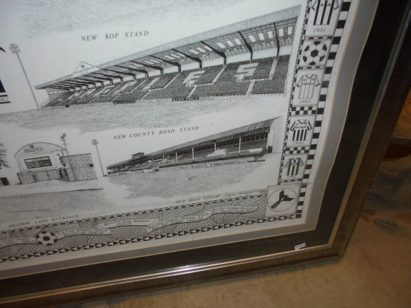 A framed and glazed original line drawing picture of scenes from Notts County football club - Image 4 of 5