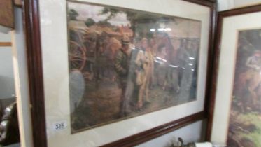 A framed and glazed picture depicting a country horse fair. COLLECT ONLY.