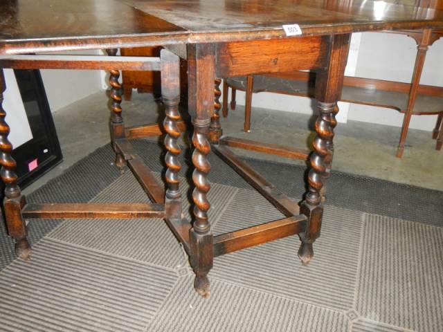 A good oak barley twist gateleg table with pie crust edge, COLLECT ONLY. - Image 3 of 3