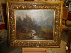 An early 20th century unsigned oil on canvas a/f (small hole centre bottom) COLLECT ONLY.