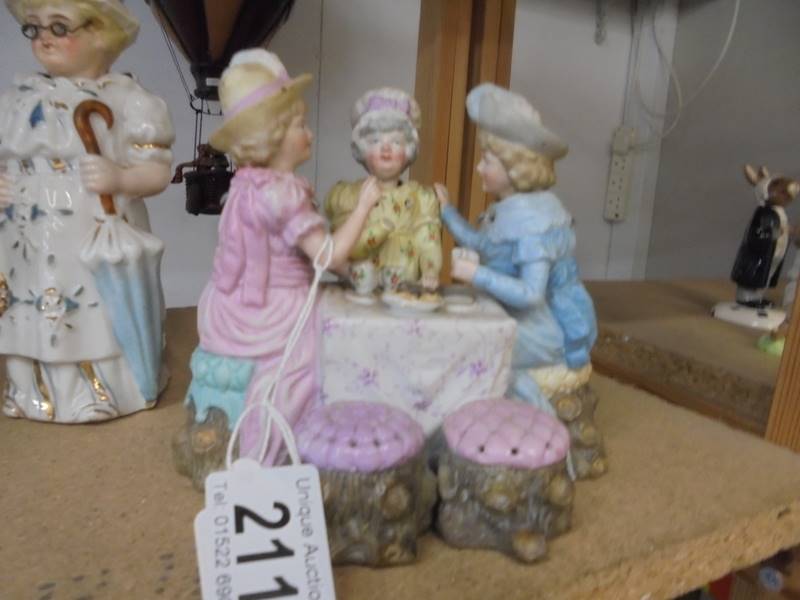 A 19th century nodding head teaparty group and a 19th century nodding Granny figure. - Image 3 of 3