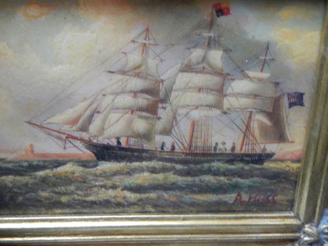 A gilt framed study of a sailing ship. - Image 2 of 2