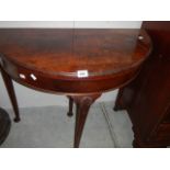 A good Victorian 'D' shaped fold over games table, COLLECT ONLY.