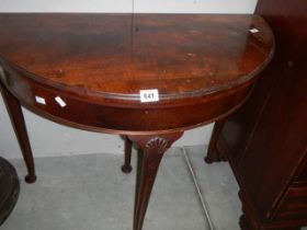 A good Victorian 'D' shaped fold over games table, COLLECT ONLY.