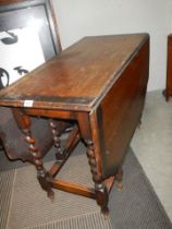 A good oak barley twist gateleg table with pie crust edge, COLLECT ONLY.