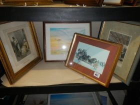 Four good framed and glazed prints including 'The Stalking'. COLLECT ONLY.