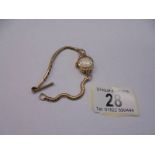 A 9ct gold ladies wrist watch, total weight 16.5 grams.