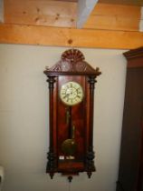 A mahogany double weight Vienna wall clock, COLLECT ONLY.