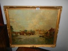 A good Victorian oil on canvas river scene signed William Benner. COLLECT ONLY.