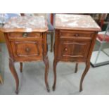 Two French pot cupboards with marble tops, a/f. COLLECT ONLY.