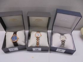 Three good boxed Rotary ladies wrist watches.