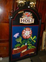 A 20thC single sided Josiah Holt Brewery pub sign, 'The Union Tavern Rose, Thistle, leek & Shamrock.