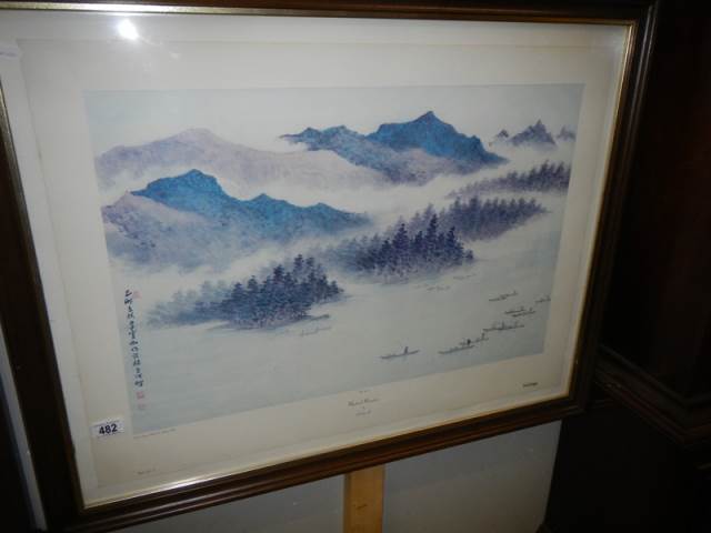 A framed and glazed fishing boat study - No. 1639, Mystical Mountains by Linchia Li. COLLECT ONLY. - Image 5 of 7