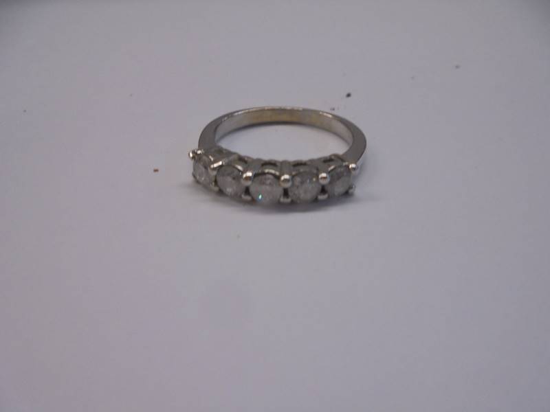 A five stone white gold diamond ring, size N, 4 grams - Image 3 of 3