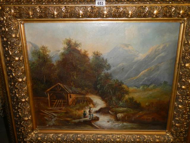 An early 20th century unsigned oil on canvas a/f (small hole centre bottom) COLLECT ONLY. - Image 2 of 5