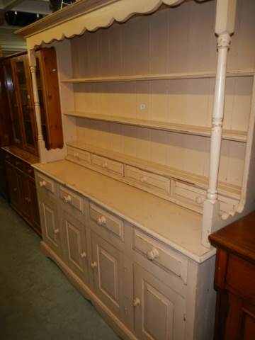 A good 20th century painted pine kitchen dresser, COLLECT ONLY. - Image 2 of 2