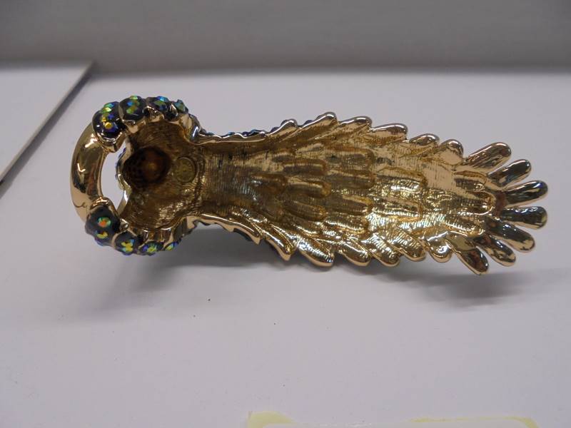 A stunning Butler & Wilson 3D peacock yellow metal ring set multicoloured crystals, 9cm long - Image 4 of 4