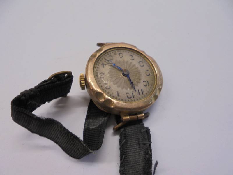 A Victorian silver fob watch and a gold a/f watch. - Image 4 of 4