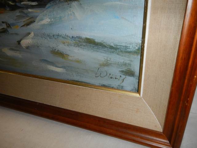 An oil on canvas winter scene signed Willis, COLLECT ONLY. - Image 2 of 2