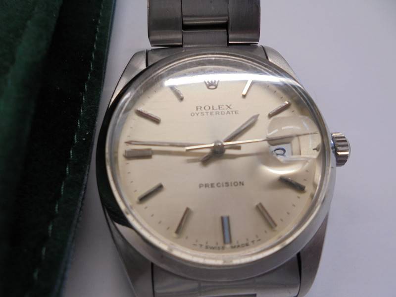A Rolex Oyster date precision wrist watch, 78350 in velvet pouch. - Image 2 of 5