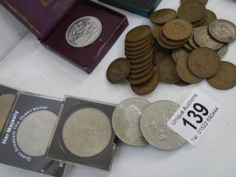 A mixed lot of coins and crowns including Churchill, Festival of Britain 1951 etc., - Image 4 of 5