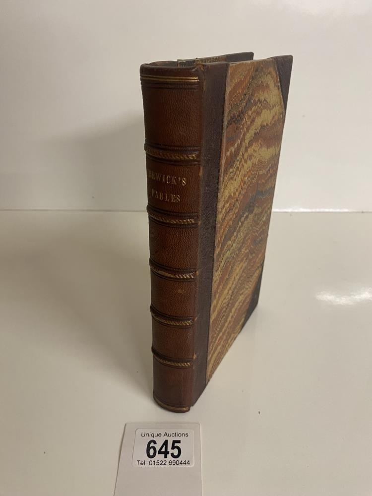 Bewick, Thomas and John Select Fables 1820 - bound in leather with marbled end papers - some foxing