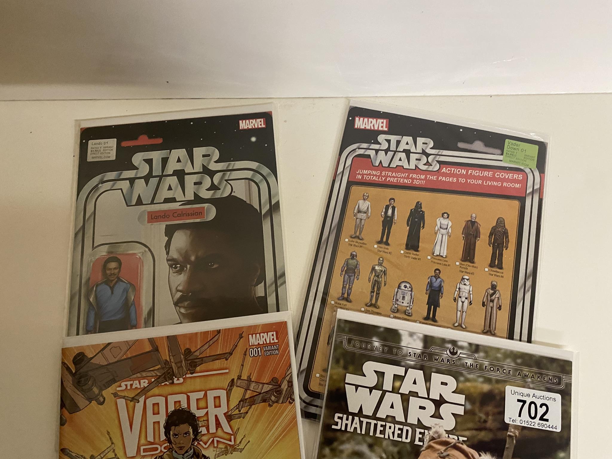 4 Marvel Star Wars comics with Variant covers including Star Wars Shattered Edge 001 Variant Edition - Image 2 of 3