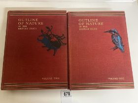 Outline of Nature of The British Isles in 2 volumes edited by Sir John Hammerton nicely bound in red