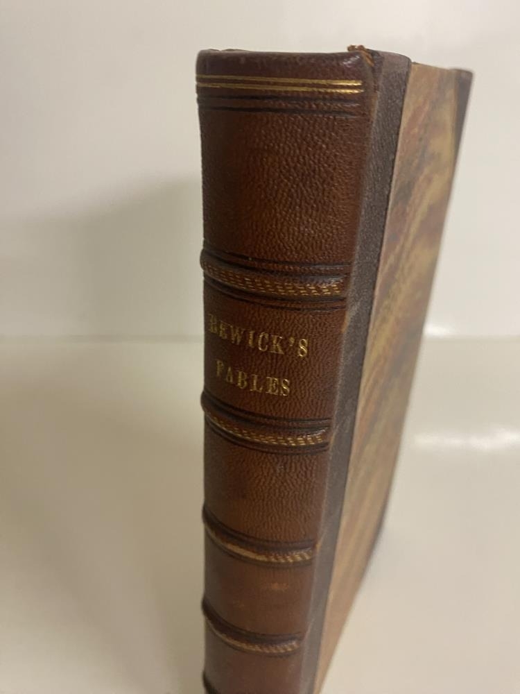 Bewick, Thomas and John Select Fables 1820 - bound in leather with marbled end papers - some foxing - Image 2 of 5