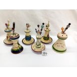 6 Devon pottery Torquay ware hat pin stands