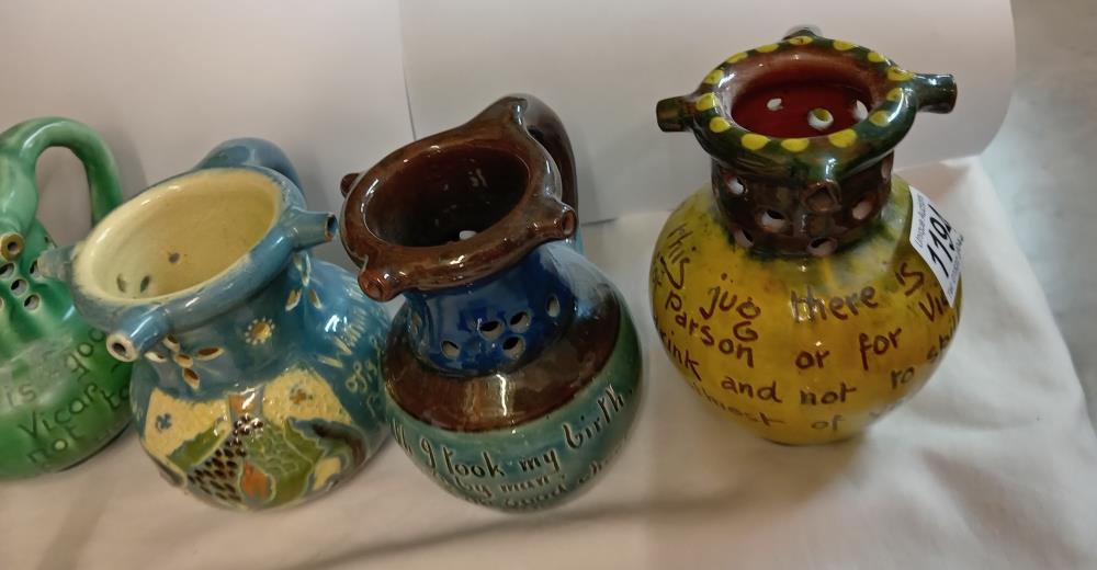 6 Pottery puzzle jugs including CH Brannum - Image 3 of 3