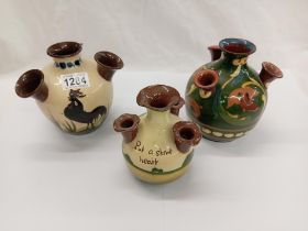 3 large Torquay ware bud vases