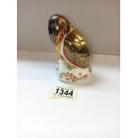 A Royal Crown Derby Kingfisher paperweight with gold stopper