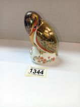 A Royal Crown Derby Kingfisher paperweight with gold stopper