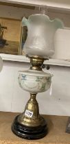 Victorian oil lamp with Art Nouveau Decoration