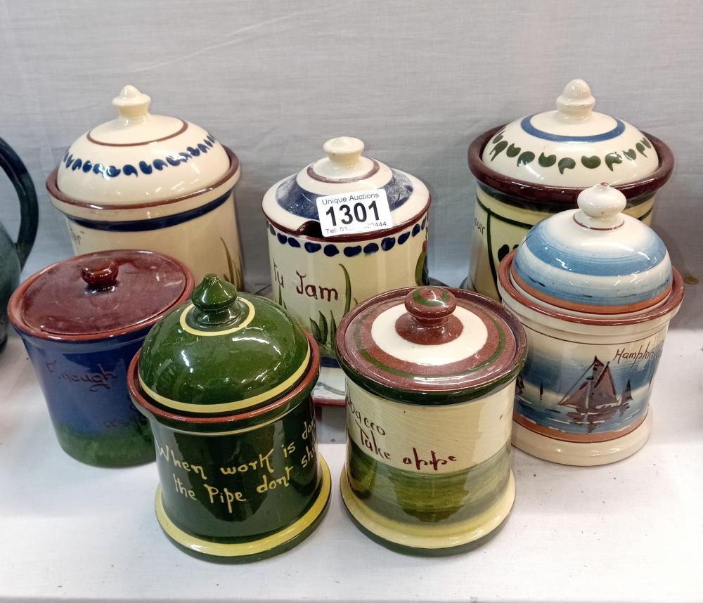 7 Torquay ware tobacco & jam pots