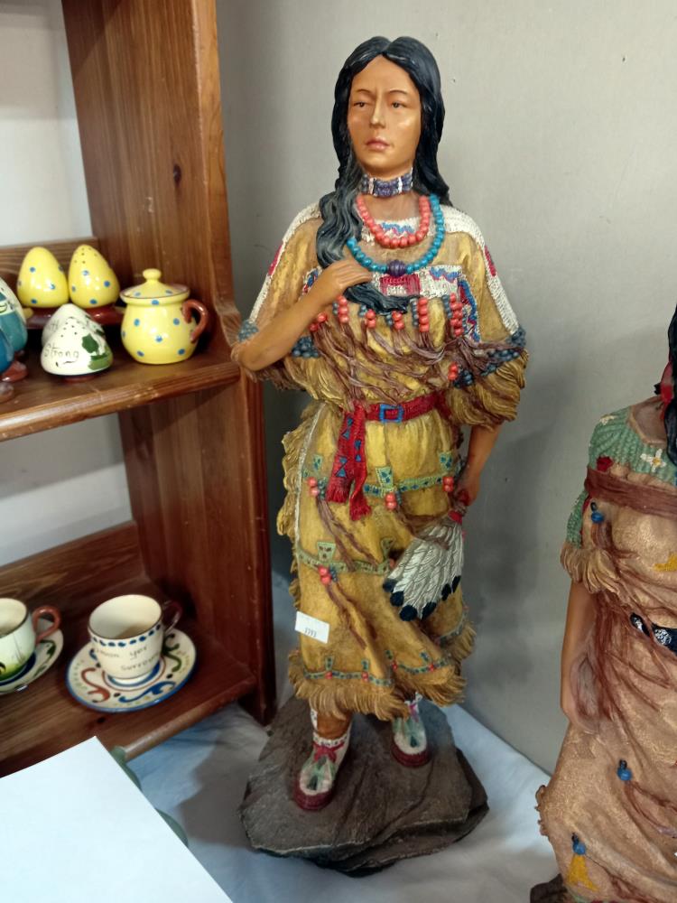 3 painted resin American Indian figures - Image 2 of 4