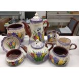A Long Park Torquay pottery crocus pattern tea set etc.