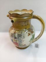A Burgess & Leigh burleigh ware pictorial puzzle jug. Height 20cm