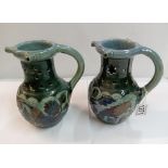 2 Lauder Barum pottery bird decorated puzzle jugs. Height 18cm