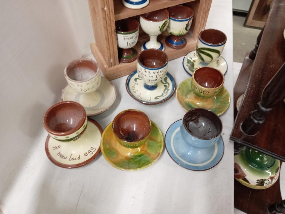 17 egg cups on pine display stand - Image 3 of 3