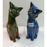 2 C M Brannam barum pottery cats. Height 28cm