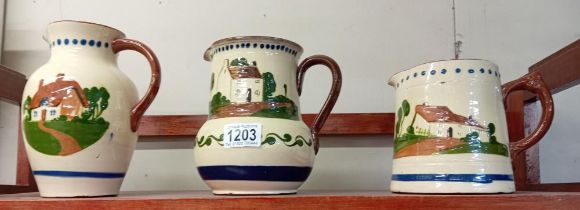 3 Pieces of Torquay pottery jugs