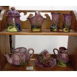 A selection of lilac glazed pottery