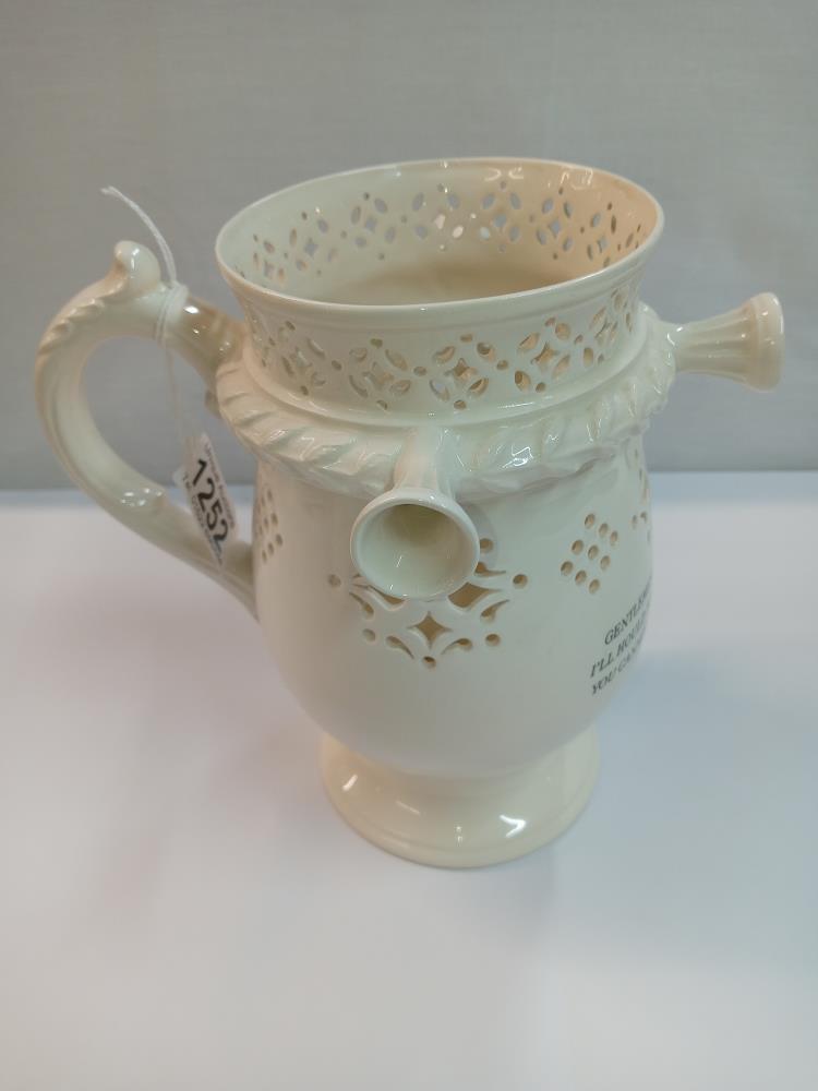 A Leedsware classical creamware puzzle jug. Height 20cm - Image 3 of 5